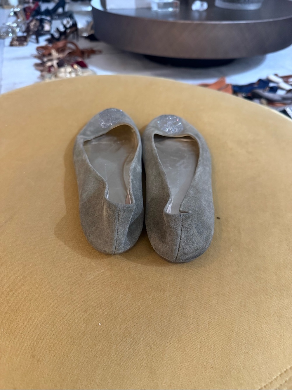 Giuseppe Zanotti Gray Suede Ballet Flats with Crystal Skull - Picture 4 of 8